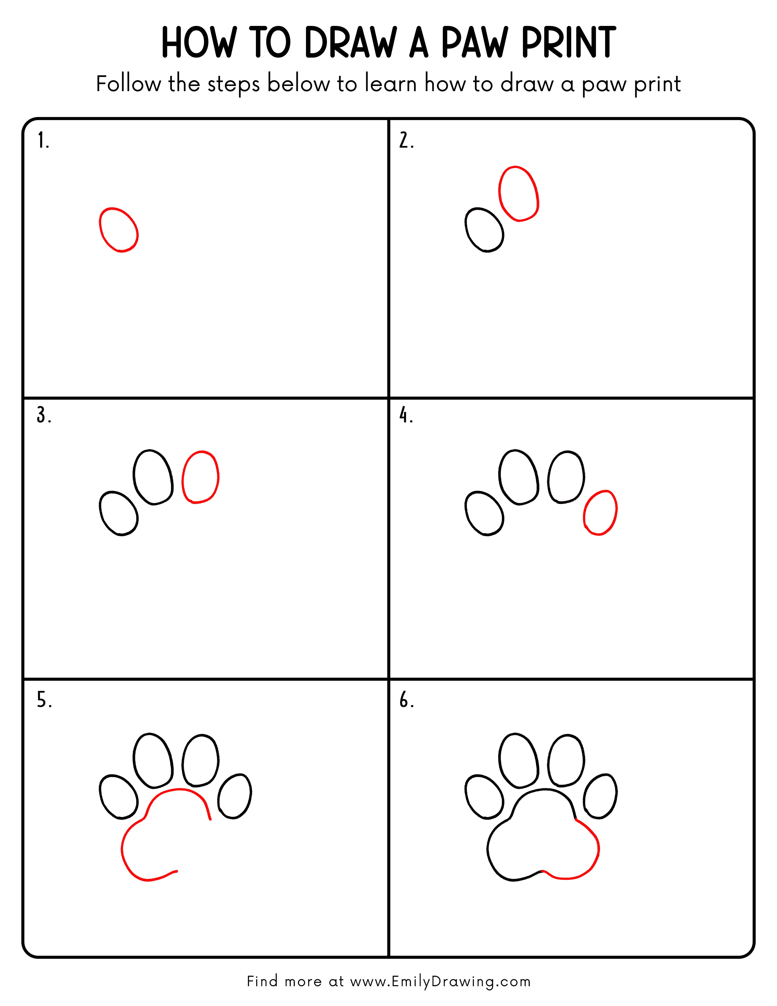 Printable Paw Print Drawing Guide